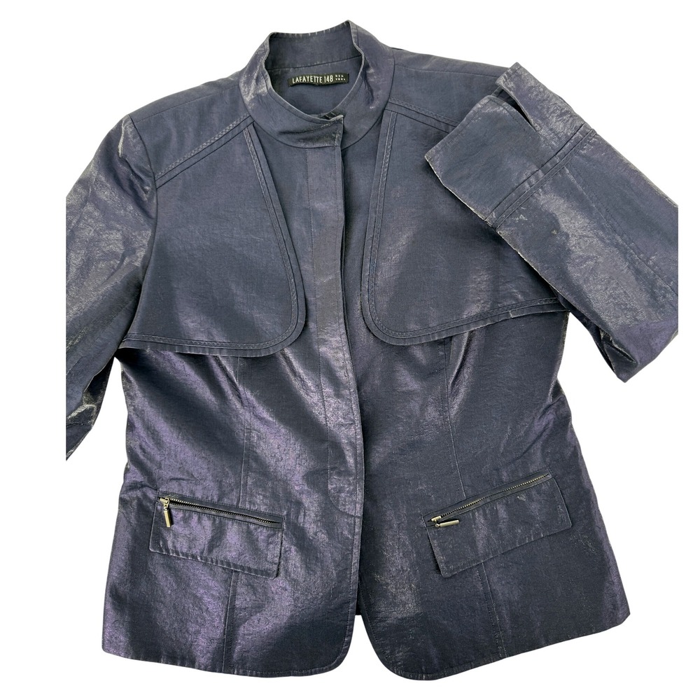 Lafayette 148 New York Blazer Jacket 10 Medium‎ Womens  Iridescent Purple Sheen